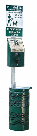 Dogipot 10 gal Round Pet Waste Station, Metal, Green - 1003-L
