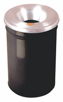 Justrite 12 gal Round Fire-Resistant Trash Can, Metal, Black - 26612K