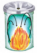 Justrite 55 gal Round Fire-Resistant Trash Can, Metal, White - 26655W