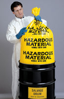 Top Brand Hazardous Waste Bags, 30 gal., Polyethylene, Yellow, Hazardous Material, Handle with Care - 17-912