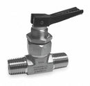 Ham-Let Mini Ball Valve, Brass, Inline, 1-Piece, Pipe Size 1/4 in, Connection Type MNPT x MNPT - H-1280-B-N-1/4