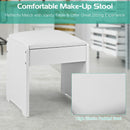 Vanity Makeup Dressing Table Set With Flip Top Mirror and Cushioned Stool-White