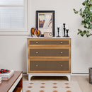 3-Drawer Rattan Dresser Chest With Anti-Toppling Device-Brown