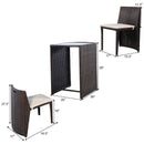 3 Pieces Cushioned Wicker Patio Bistro Set With No Assembly Needed