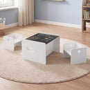 3 Pieces Kids Table and Chair Set With Space -White