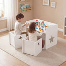 3 Pieces Kids Table and Chair Set With Space -White