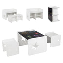 3 Pieces Kids Table and Chair Set With Space -White