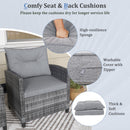 3 Pieces Outdoor Wicker Conversation Set With Tempered Glass Tabletop-Gray