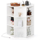 3-Tier Corner Cabinet With Charging Station for Bedroom-White