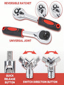Part-driven Socket Claw Ratchet Wrench Tool Set, With Drill Socket Set Metric