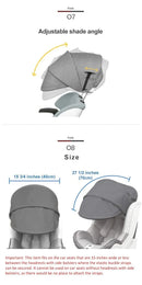 Sun Shade Extender/Auxiliary Canopy for Car Seat - Black Grey