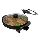 12 Round Nonstick Electric Skillet with Glass Cover Black