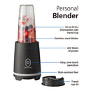 Mainstays Black Single-Serve Blender with Travel Lid, 16 oz