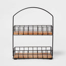 Iron and Mangowood 2-Tier Wire Spice Rack Black