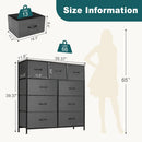Tall Fabric Dresser with 9 Drawers - Grey
