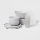 16pc Plastic Dishware Set - Gray