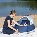 Baby Playpen with Anti-UV Canopy - Blue and White