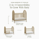 3-in-1 Convertible Spindle Crib - Natural Walnut