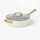 5qt Nonstick Ceramic Coated Aluminum Saute Pan with Champagne Handle Cream