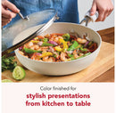 12.25" Hard-Anodized Ceramic Induction Skillet with Lid Porcelain White