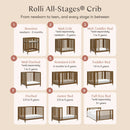 Rolli 9-in-1 Convertible All-Stages Crib with Bassinet & Toddler Bed Conversion Kits - Natural Walnut