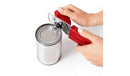 Stainless Steel Soft Handle Can Opener Red: Manual Kitchen Tool, Hand Wash, Freestanding, Lifetime Warranty