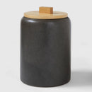 Large Stoneware Tilley Food Storage Canister with Wood Lid - Black