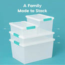 Plastic Storage Bins with Lids - Clear/Seafoam Blue - 3 Pack