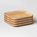 4-Piece Square Serving Platter - Natural Wood