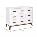 Scoot 6-Drawer Dresser in White/Natural Walnut
