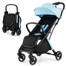Portable Baby Stroller One-Hand Fold Pushchair W/ Aluminum Frame Blue