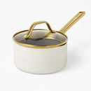 1.5qt Nonstick Ceramic Coated Aluminum Sauce Pan - Cream