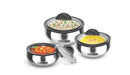 MILTON Clarion Jr Stainless Steel Gift Set Casserole with Glass Lid, Set of 3, (600, 1500, 2000 ml), Steel Plain