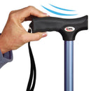 Carex Health Brands Blue Soft-Grip Folding Cane w/Strap Aluminum/Plastic 37 in. H X 5.06 in. L