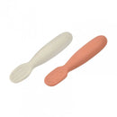 Set of 2 BEABA silicone pre-spoons, Terracotta/Velvet grey
