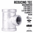 STZ Industries 1 in. FIP X 1 in. D FIP 0.5 in. D FIP Galvanized Malleable Iron Reducing Tee