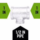 STZ Industries 1 in. FIP X 1 in. D FIP 0.5 in. D FIP Galvanized Malleable Iron Reducing Tee