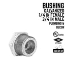 STZ Industries 3/4 in. MIP each X 1/4 in. D FIP Galvanized Malleable Iron Hex Bushing, Pack of 5