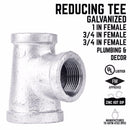 STZ Industries 3/4 in. FIP each X 3/4 in. D FIP 1 in. D FIP Galvanized Malleable Iron Reducing Tee