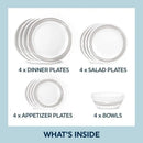 16pc Brushed Silver Dinnerware Set - Service for 4