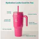 40oz Vacuum Insulated Stainless Steel Straw Tumbler Mug- Dark Pink