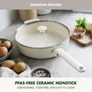 Advanced 5qt Ceramic Nonstick Saute Pan with Lid - Cream