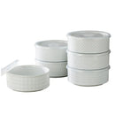 Housewares 6-Piece Microwavable Stoneware Bowl Set with Lids, White