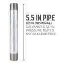 STZ Industries 1/2 in. MIP each X 1/2 in. D MIP Galvanized Steel 5-1/2 in. L Nipple, Pack of 5