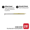 ProFIT 629250 Framing Nail, 2-3/8 in L, 11.5 ga, Stainless Steel, Brite, Offset Round Head, Smooth Shank