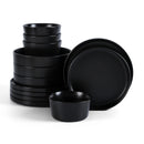 Celina 12-Piece Stoneware Dinnerware Set, Service for 4, Black