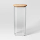 Glass Square Food Storage Canister with Wood Lid - 112oz