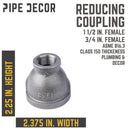 STZ Industries 1-1/2 in. FIP each X 3/4 in. D FIP Black Malleable Iron Reducing Coupling