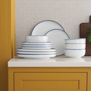 12pc Stoneware Dinnerware Set - Blue Rim