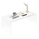42 X 19.7 Inch Clear Tempered Glass Coffee Table With Rounded Edges-Transparent